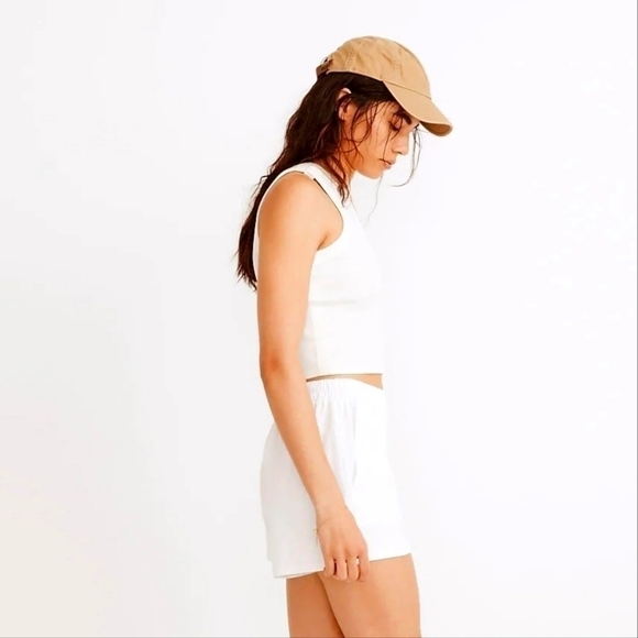 Madewell MWL embroidered tennis pull on seamed shorts white XL NWT - Picture 2 of 11